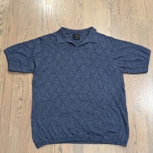 Cambridge Classics Mervyns Mens Knit Polo Shirt Blue Textured SS Size M